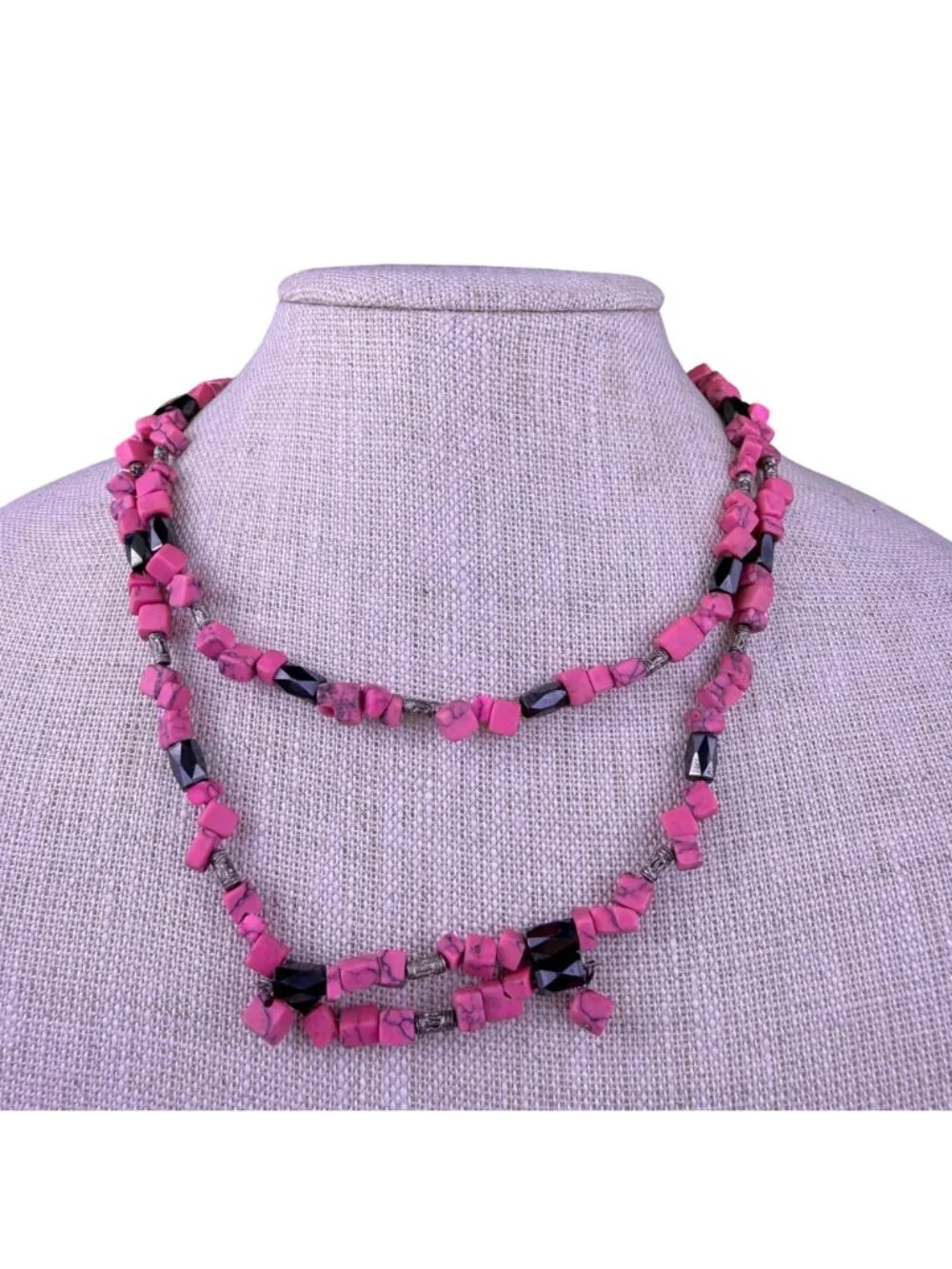 Pink Multistone Womens Convertible Necklace/Bracelet Magnetic Clasp  Handmade
